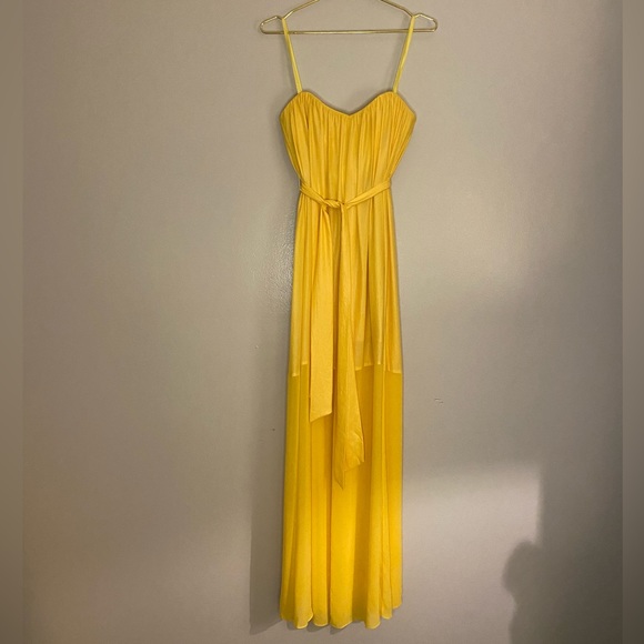 BCBG Dresses Bcbg Max Azria Maras Strapless Yellow Glow Gown Poshmark